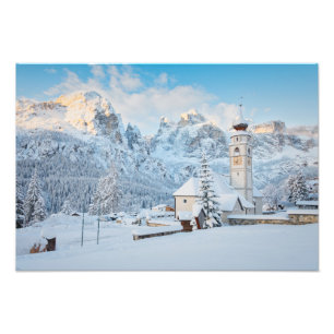 Schneekirche mit Berghang Fotodruck