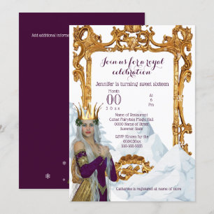Schneekönig Goldrahmen Prinzessin Theme Party Einladung
