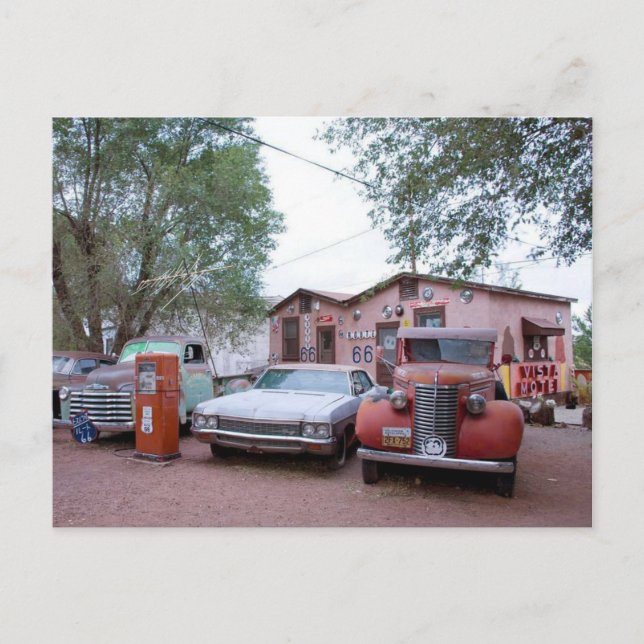 Schneekoppe, Route 66, Seligman, Arizona Postkarte (Vorderseite)