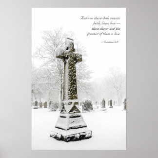 Schneekreuz: 1 Korinther 13:13 - Inspiration Poster