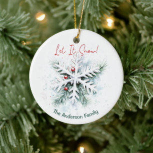 Schneekristall-Weihnachtsbaumanhänger Benutzerde Keramik Ornament