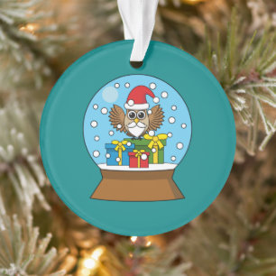 Schneekugel mit Santa Claus Eule Ornament