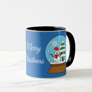 Schneekugel mit Schneemann und Kiefer   Personalis Tasse