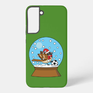 Schneekugel mit süßem Spatz, der Fußball spielt Samsung Galaxy Hülle