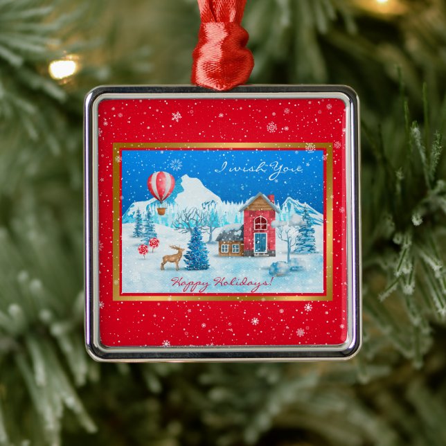 Schneelandschaft anpassen ornament aus metall (Baum)