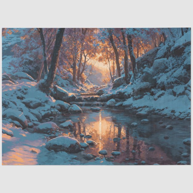 Schneelandschaft-Decoupage Seidenpapier (Vorderseite)
