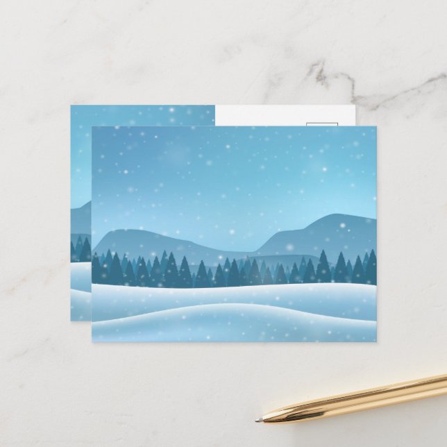 Schneelandschaft im Winter Postkarte (Vorderseite/Rückseite Beispiel)
