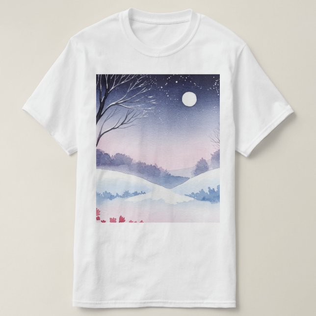 Schneelandschaft im Winter T-Shirt (Design vorne)