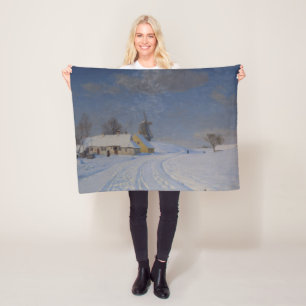 Schneelandschaft im Winter (von H.A. Brendekilde) Fleecedecke