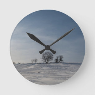Schneelandschaft Runde Wanduhr