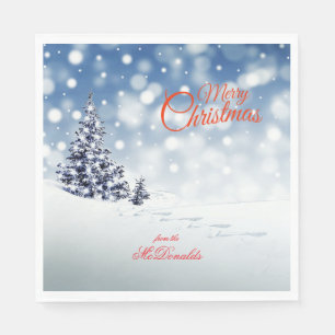 Schneelandschaft und Weihnachtsbäume - Personalisi Serviette