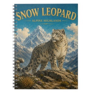 Schneeleopard Alpine Highlands Aquarell GeoSaga Notizblock