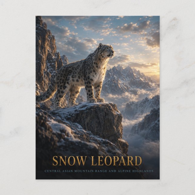 Schneeleopard Alpine Highlands TIEREN Postkarte (Vorderseite)