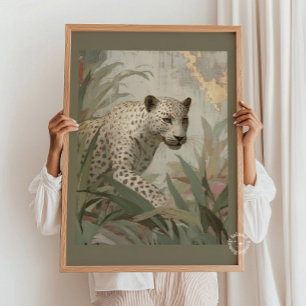 Schneeleopard Goldblatt Botanisch Salbei Grün Poster
