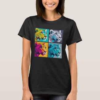 Schneeleopard Pop Illustration Farbige Tiermänner T-Shirt