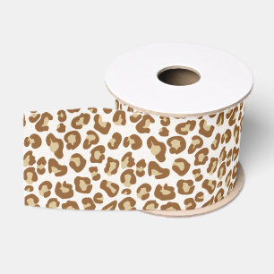 Schneeleopard Print, Beige, Tan und Creme Ripsband