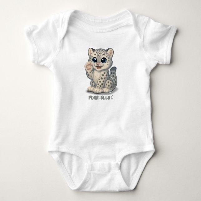 Schneeleopard - Purr-ello Baby Strampler (Vorderseite)
