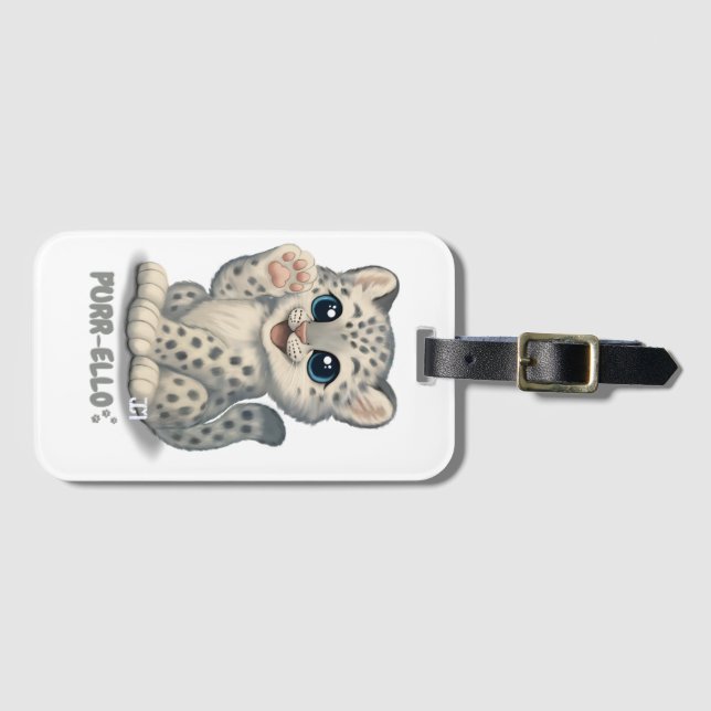 Schneeleopard - Purr-ello Gepäckanhänger (Vorderseite (Horizontal))