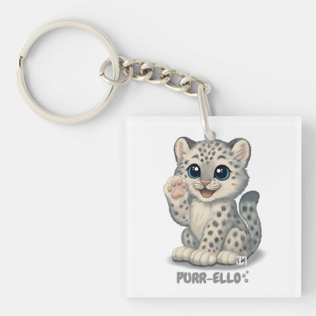 Schneeleopard - Purr-ello Schlüsselanhänger (Vorderseite)