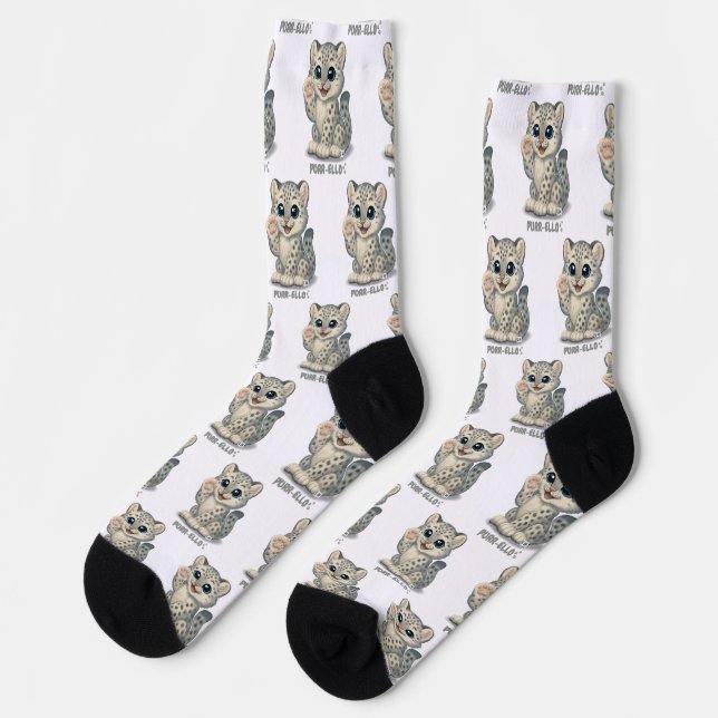 Schneeleopard - Purr-ello Socken (Linkes Detail)