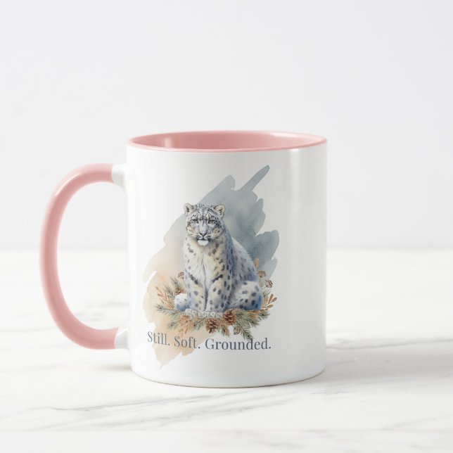 Schneeleopard Still Soft Grounded Kunst Tasse (Links)