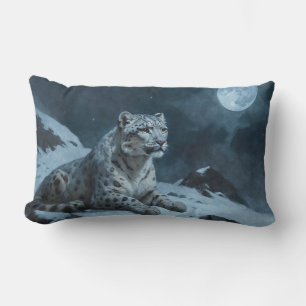 Schneeleopard und Vollmond Lendenkissen