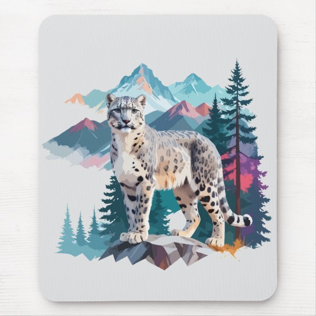 Schneeleopard Vector Art Animal in Majestic Mousepad (Vorne)