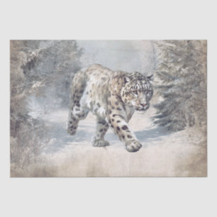 Schneeleopard Wildkatze Aquarell Seidenpapier