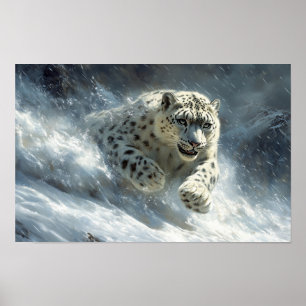 Schneeleopard Wildtier Natürliche Umgebung Poster