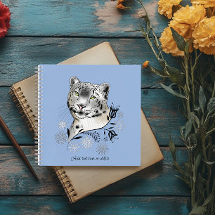 Schneeleopard Winter Eleganz Blaue Schneeflocken Notizbuch