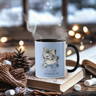 Schneeleopard Winter Eleganz Blaue Schneeflocken Tasse