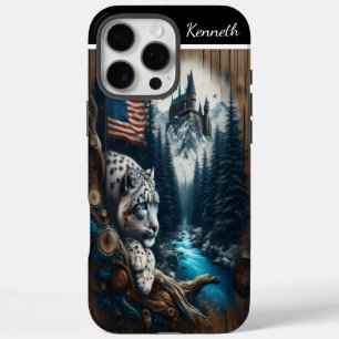 Schneeleoparden beobachten über die schneebedeckte iPhone 16 pro max hülle