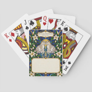 Schneeleoparden-Hochzeitsgästebuch-Unterschriften- Spielkarten