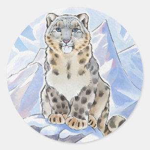 Schneeleoparden Runder Aufkleber