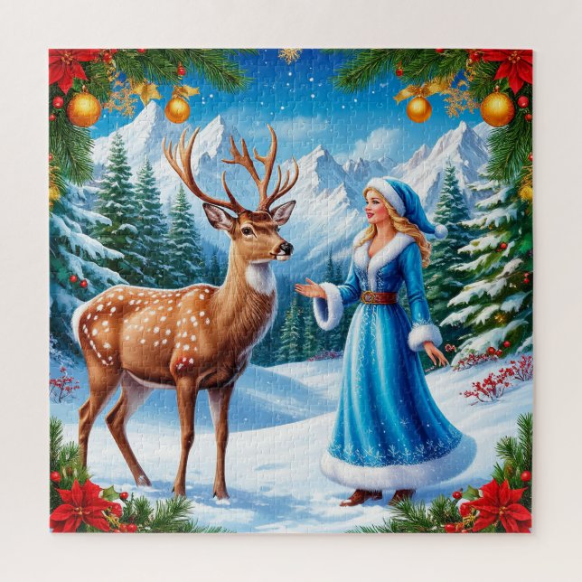 Schneemädchen bezaubernde Winterlandschaft (Vertikal)