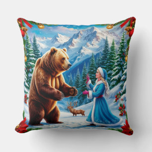 Schneemädchen bezaubernde Winterlandschaft Kissen