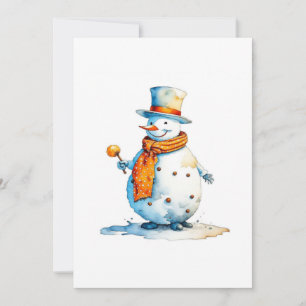 Schneemann A - Aquarelle Feiertagskarte