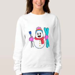 Schneemann als Skifahrer Sweatshirt