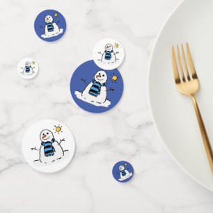 Schneemann am sonnigen Wintertag Konfetti