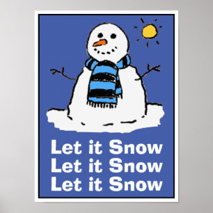 Schneemann an einem sonnigen Wintertag. Christmas Poster