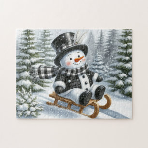 Schneemann auf dem Schlitten