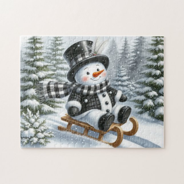 Schneemann auf dem Schlitten (Horizontal)