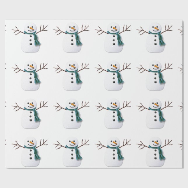Schneemann auf Feiertags-Packpapier Geschenkpapier (Flach)