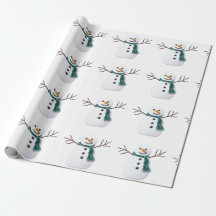 Schneemann auf Feiertags-Packpapier
