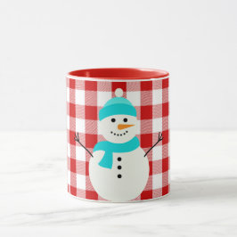 Schneemann auf kariert tasse
