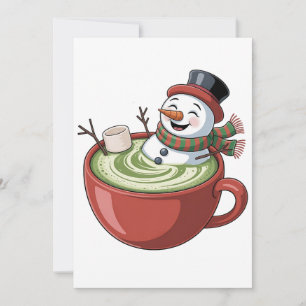 Schneemann auf Matcha-Badewanne Lustiges Weihnacht Dankeskarte