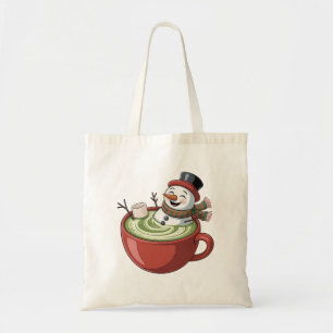 Schneemann auf Matcha-Badewanne Lustiges Weihnacht Tragetasche