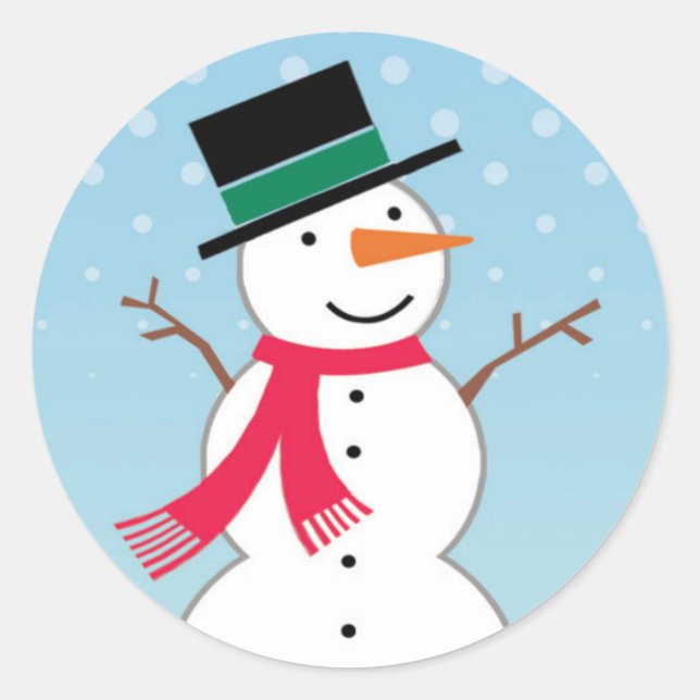 Schneemann-Aufkleber Runder Aufkleber (Vorderseite)