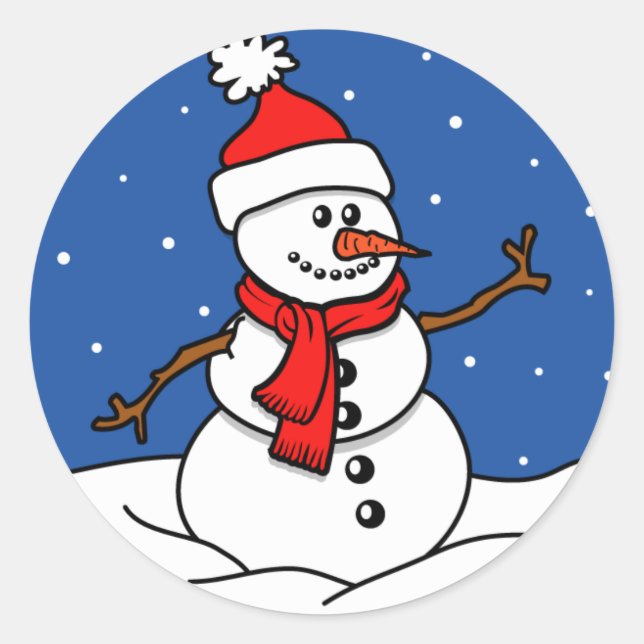 Schneemann-Aufkleber Runder Aufkleber (Vorderseite)