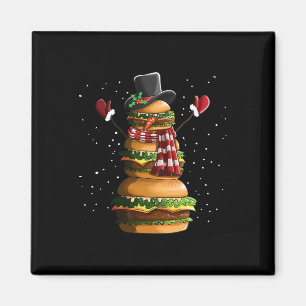 Schneemann aus Burgers Cheeseburger Fast Food Chr Magnet